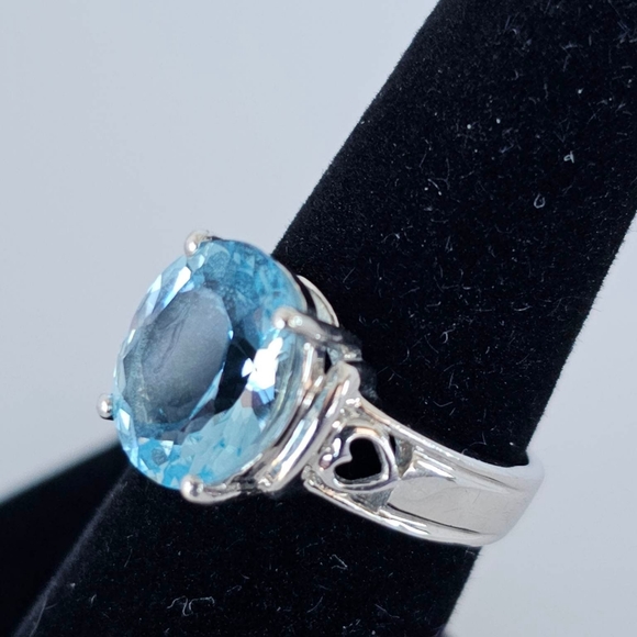 Certified Blue Topaz Sterling Silver Ring Size 7 π - Picture 7 of 14